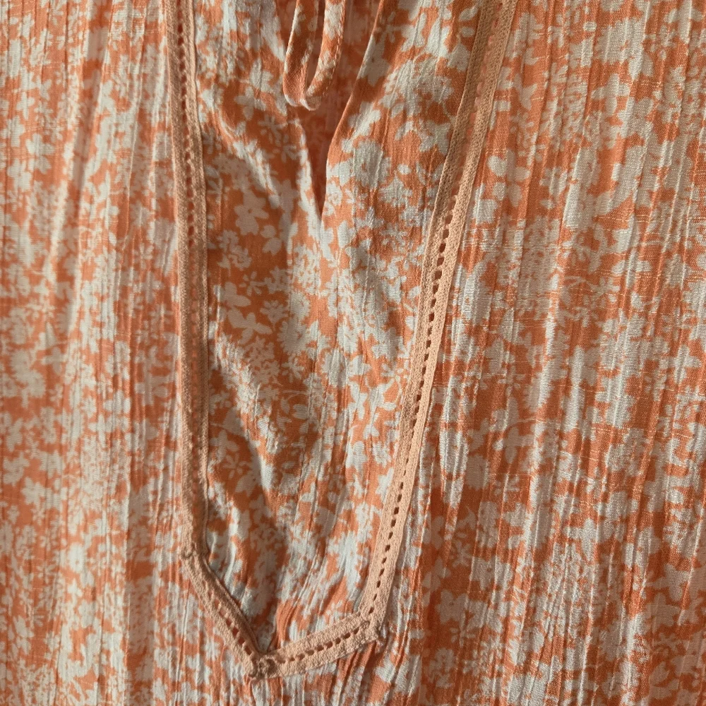 Lee Orange White Floral Lightweight Gauze Long Sleeve Tunic Top Plus Size 3X - Picture 5 of 15